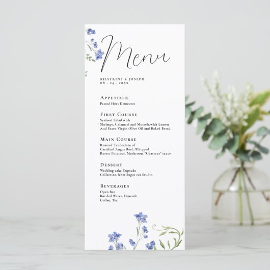 Elegante Waterverf Wildflower Details Menu's (Staand voorkant)