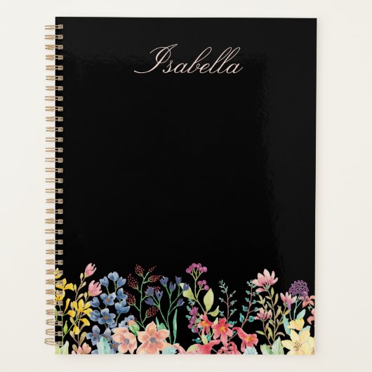 Elegante Waterverf Wildflower Floral Custom Planner (Voorkant)
