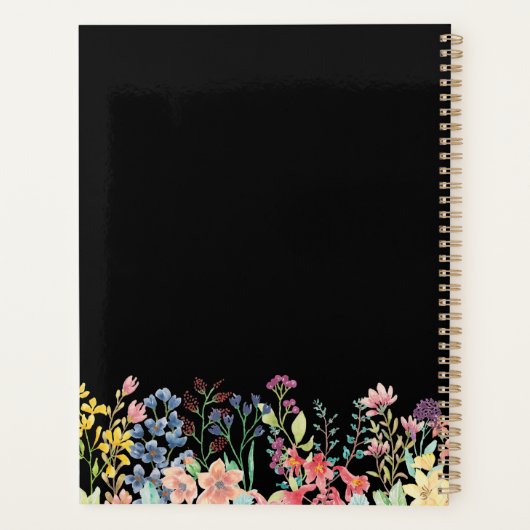 Elegante Waterverf Wildflower Floral Custom Planner (Achterkant)