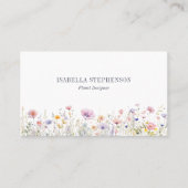 Elegante Waterverf Wildflower Floral Design Visitekaartje (Voorkant)