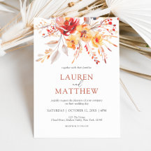 Elegante Waterverf Wildflower Floral Fall Wedding