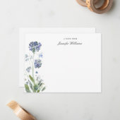 Elegante Waterverf Wildflower Floral w / naam Notitiekaartje (Voorkant / Achterkant in situ)