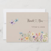 Elegante Waterverf Wildflower foto bruiloft Bedankkaart (Voorkant)