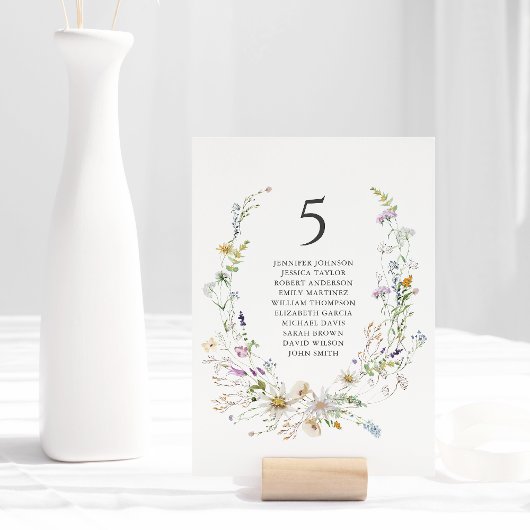 Elegante Waterverf Wildflower Krans Wit Bruiloft Kaart