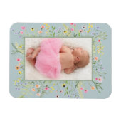 Elegante Waterverf Wildflower Lijst Foto Magneet (Horizontaal)