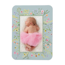 Elegante Waterverf Wildflower Lijst Foto Magneet