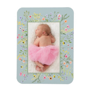 Elegante Waterverf Wildflower Lijst Foto Magneet