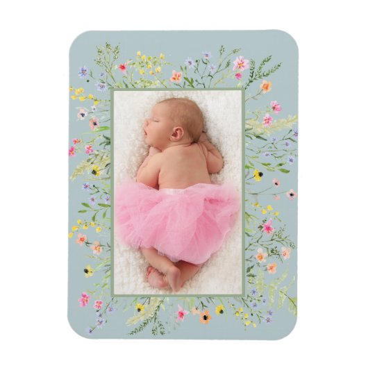 Elegante Waterverf Wildflower Lijst Foto Magneet (Verticaal)