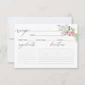Elegante Waterverf Wildflower Recept Kaart (Voorkant)