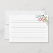 Elegante Waterverf Wildflower Recept Kaart (Achterkant)