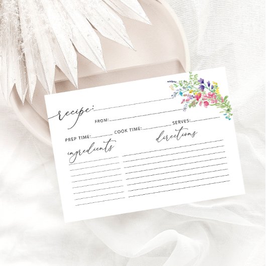Elegante Waterverf Wildflower Recept Kaart
