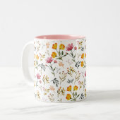 Elegante Waterverf Wildflower Roze Koffie Mok (Voorkant links)