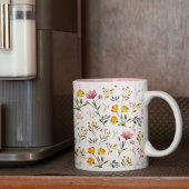 Elegante Waterverf Wildflower Roze Koffie Mok