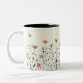 Elegante Waterverf Wildflower Rustiek Tweekleurige Koffiemok (Links)