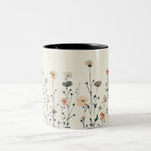 Elegante Waterverf Wildflower Rustiek Tweekleurige Koffiemok (Center)