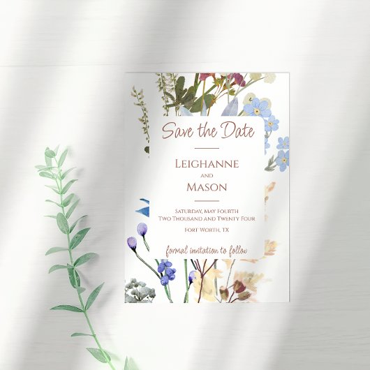 Elegante Waterverf Wildflower Save the Date