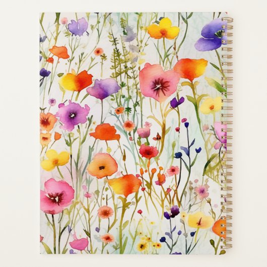 Elegante waterverf wildflower scriptnaam Recept Planner (Achterkant)