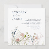 Elegante Waterverf Wildflower Stoffig Blauw Bruilo Kaart (Voorkant)