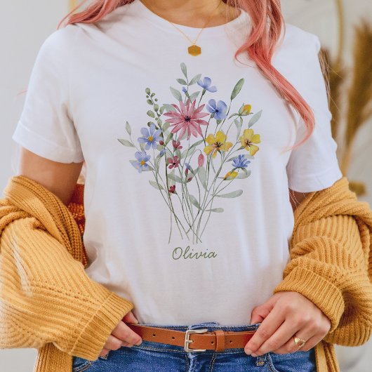 Elegante Waterverf Wildflower T-shirt