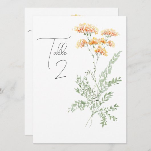 Elegante Waterverf Wildflower Tafelnummer (Voorkant / Achterkant)