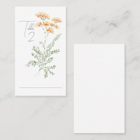 Elegante Waterverf Wildflower Tafelnummer Plaatskaartje (Voorkant / Achterkant)