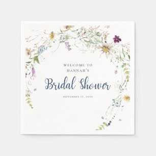 Elegante Waterverf Wildflower Vrijgezellenfeest Servet