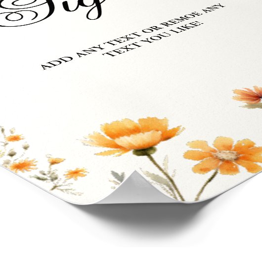 Elegante Waterverf Wildflower vrijgezellenfeest te Poster (Hoek)