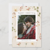 Elegante Waterverf Wildflower Vrolijk kerstfeest Feestdagenkaart (Voorkant)