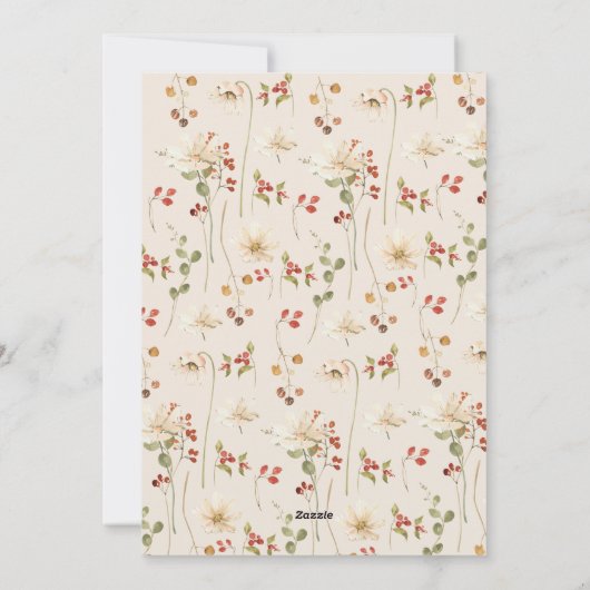 Elegante Waterverf Wildflower Vrolijk kerstfeest Feestdagenkaart (Achterkant)