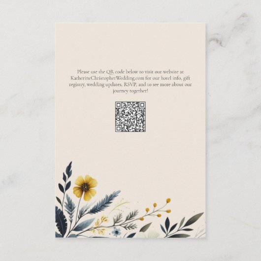 Elegante Waterverf Wildflower Wedding Hotel Beige Informatiekaartje (Achterkant)