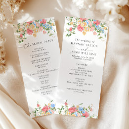 Elegante Waterverf Wildflower Wedding Programma Programmakaart
