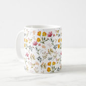 Elegante Waterverf Wildflower Wit Koffiemok (Voorkant links)