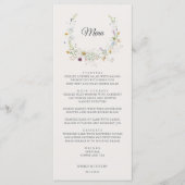 Elegante Waterverf Wildflower Wreath Beige Bruilof Menu (Voorkant)