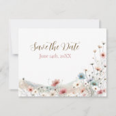 Elegante Waterverf Wildflowers | Bruiloftsdatum op RSVP Kaartje (Voorkant)