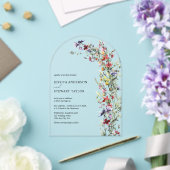 Elegante Waterverf Wildflowers Fotobruiloft Acryl Uitnodigingen (Insitu (Huwelijk))