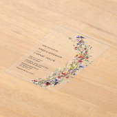 Elegante Waterverf Wildflowers Fotobruiloft Acryl Uitnodigingen (Laagn)