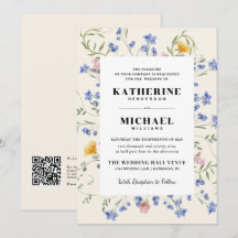 Elegante Waterverf Wildflowers Meadow RSVP Wedding