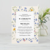 Elegante Waterverf Wildflowers Meadow Wedding Kaart (Staand voorkant)