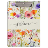 Elegante waterverf wildflowers scriptnaam klembord (Voorkant)