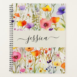 Elegante waterverf wildflowers scriptnaam planner