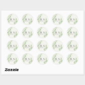 Elegante Waterverf Wilgen Bruiloft Monogram Ronde Sticker (Vel)