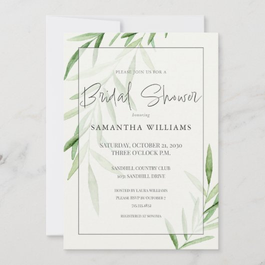 Elegante Waterverf Willow Greenery Vrijgezellenfee Kaart (Voorkant)