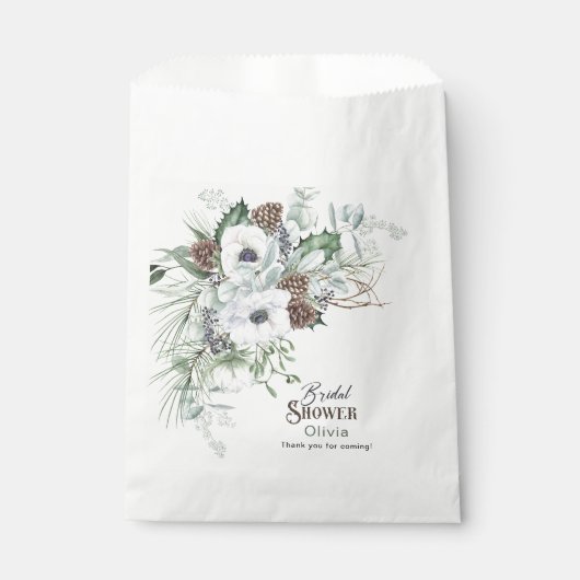 Elegante Waterverf Winter Anemonen bloemen bruids Bedankzakje (Voorkant)