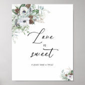 Elegante Waterverf Winter Anemonen bloemen bruids Poster (Voorkant)