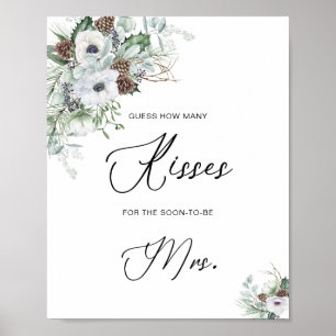 Elegante Waterverf Winter Anemonen bloemen bruids Poster