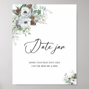 Elegante Waterverf Winter Anemonen bloemen bruids Poster