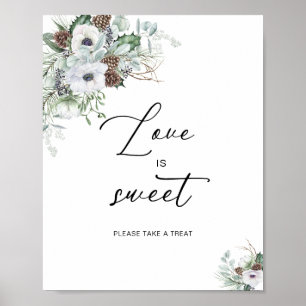 Elegante Waterverf Winter Anemonen bloemen bruids Poster
