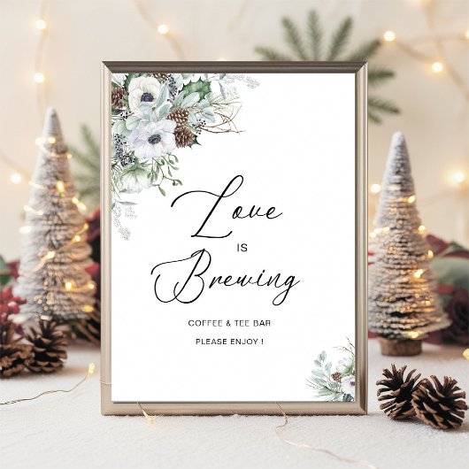 Elegante Waterverf Winter Anemonen bloemen bruids Poster