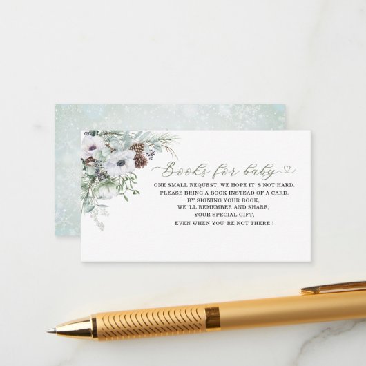 Elegante Waterverf Winter Anemonen bloemenboeken f Informatiekaartje (Voorkant / Achterkant in situ)