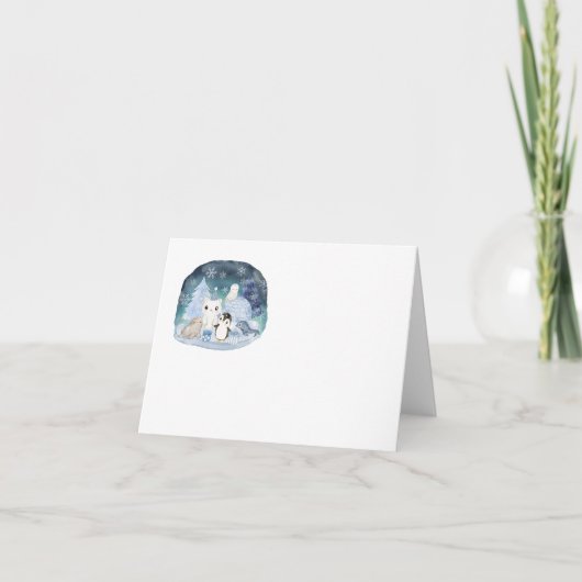 Elegante Waterverf Winter Arctic Animals baby show Bedankkaart (Voorkant)